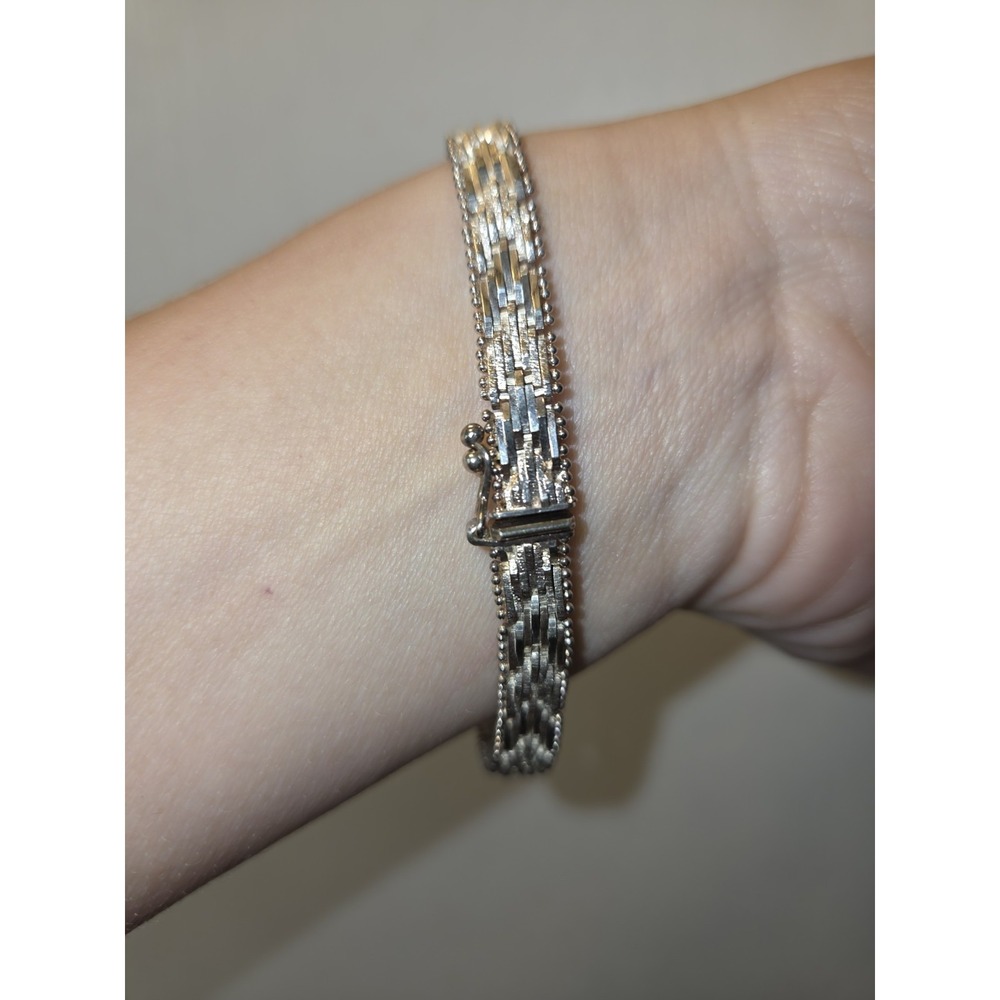 Vintage Italian Sterling Silver 925 Chevron Bracelet 0.5 Ozt - Picture 3 of 5